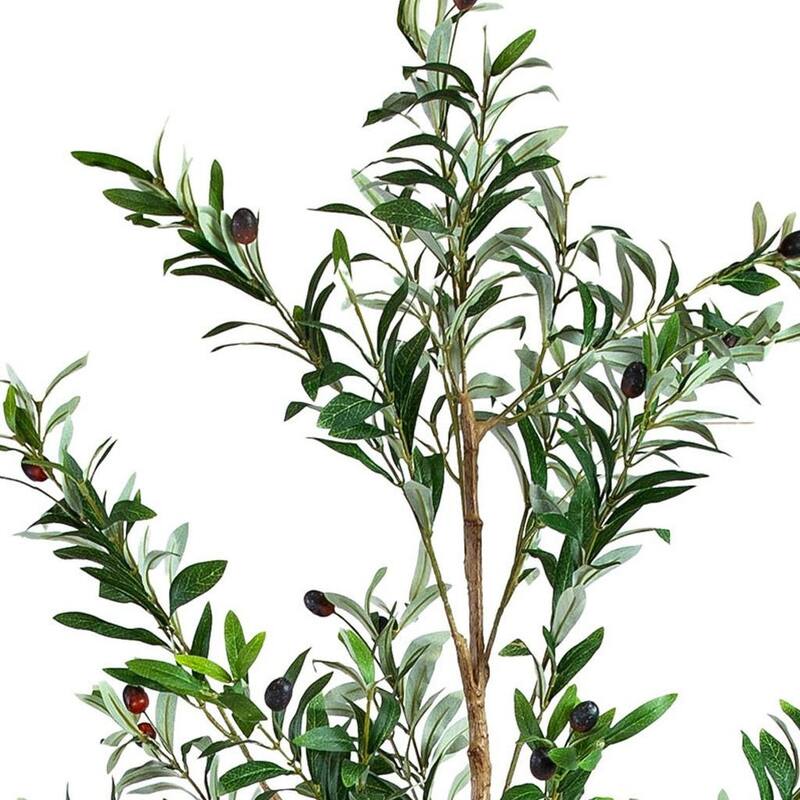 HomeRoots Set of Two 72" Green Artificial Olive Trees in a Black Pots - 25.00 in. x 72.00 in. x 25.00 in.