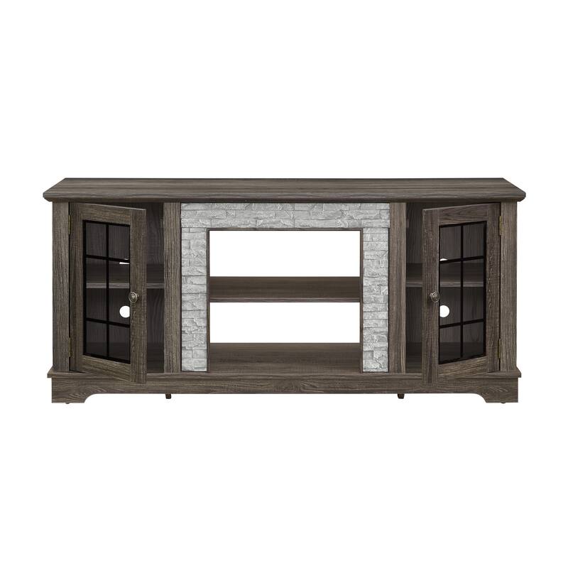 Classic TV Stand Entertainment Center for up to 65" TVs, Faux Stone Media Console Cabinet for Living Room