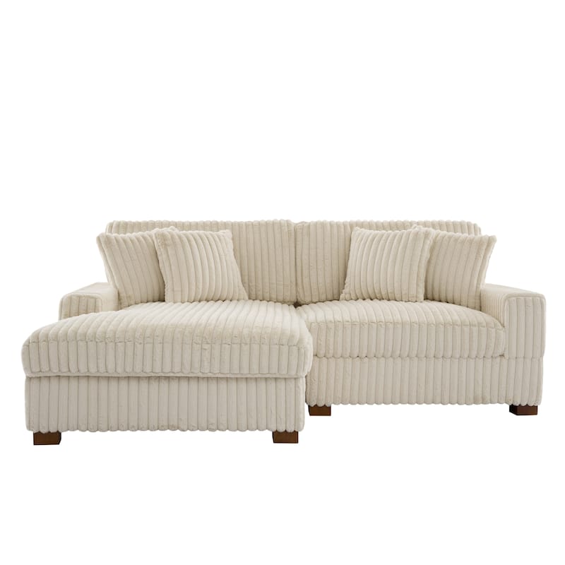 Anne 82" W Comfy Upholstered Plush Corduroy Modular Sectional Sofa