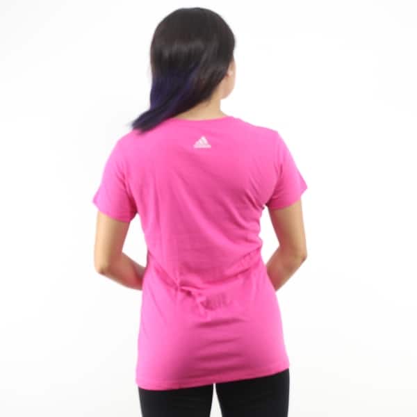 Shop Adidas Heart Three Pink Stripes Women S Pink T Shirt Back