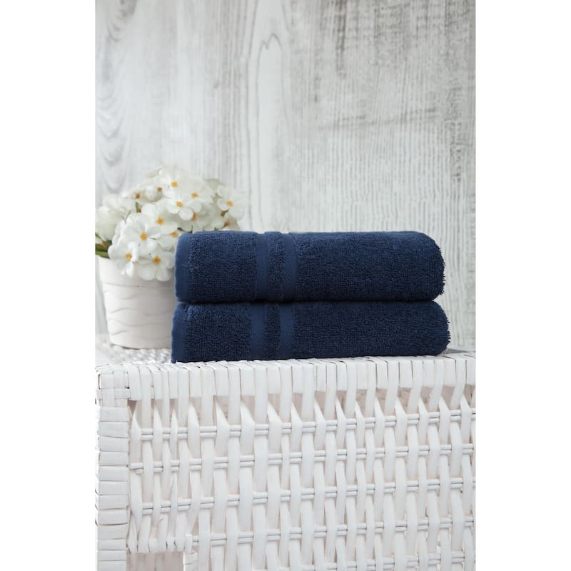 Ozan Premium Home 100% Turkish Cotton Sienna Luxury Collection Hand Towels (Set of 2) - Twilight Blue