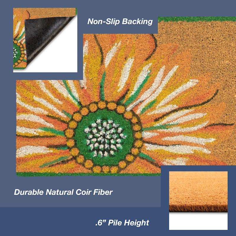 Liora Manne Summer Flower Coir Welcome Door Mat