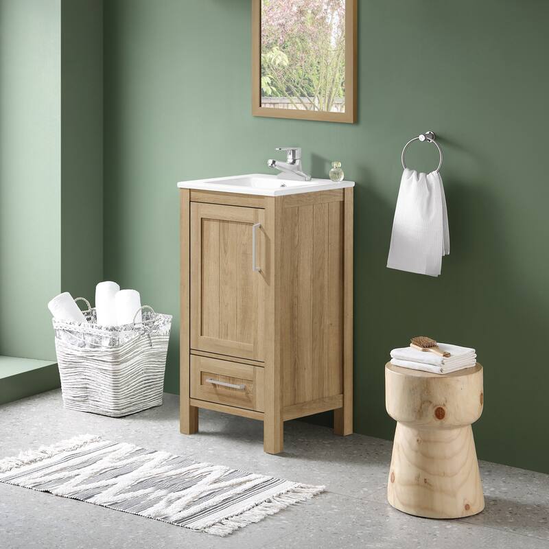 Ove Decors Kansas 18" Bathroom Vanity Top and Backslplash, White Oak