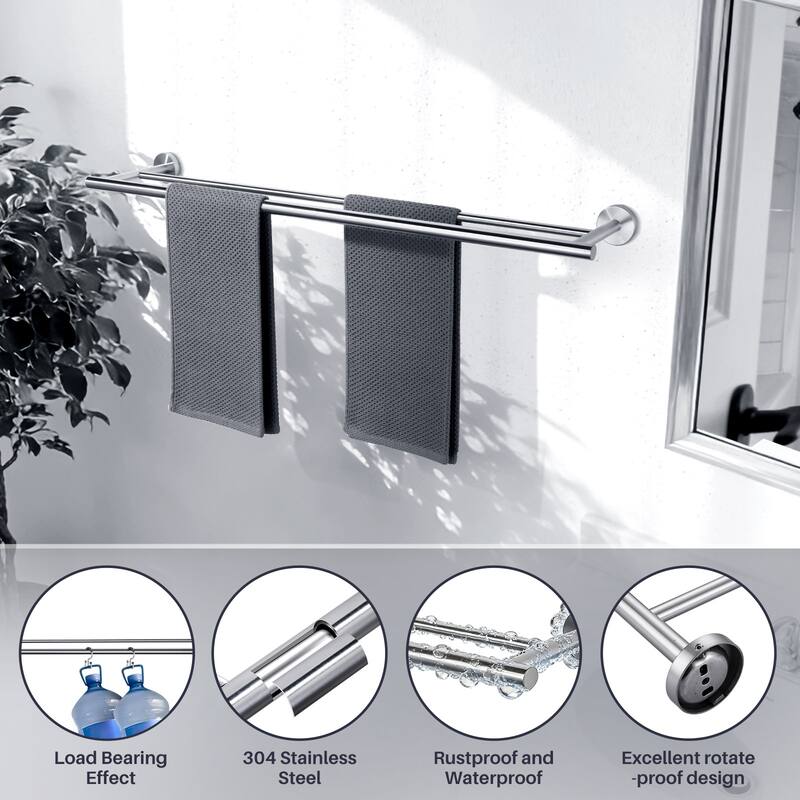 WOWOW Wall Mounted Stainless Steel Double Towel Bar