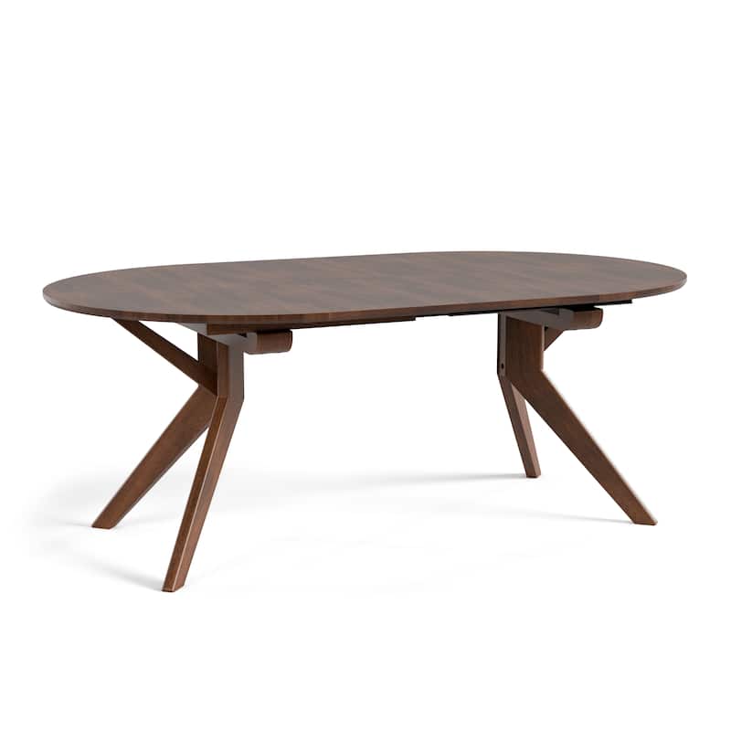 Furniture of America Abigail V Mid-Century Modern 7-Piece Rich Walnut Solid Wood Convertible Dining Set with Butterfly Leaf
