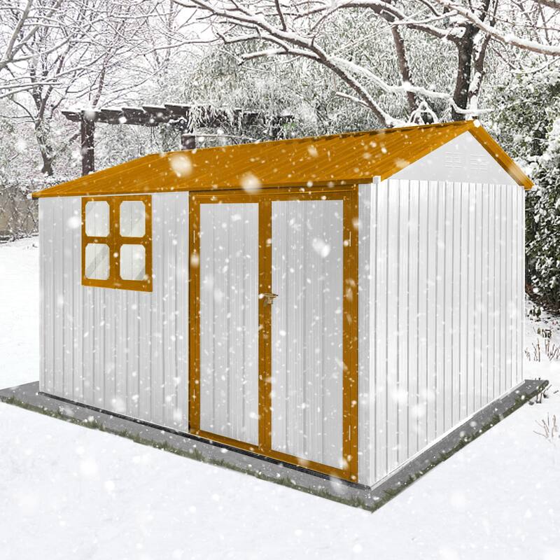 10'x8' Outdoor Metal Storage Shed with Lockable Door for Patio Furniture and Tools
