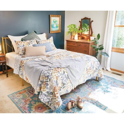 Delilah Spring Floral Cotton Quilt Set - Reversible and Machine Washable