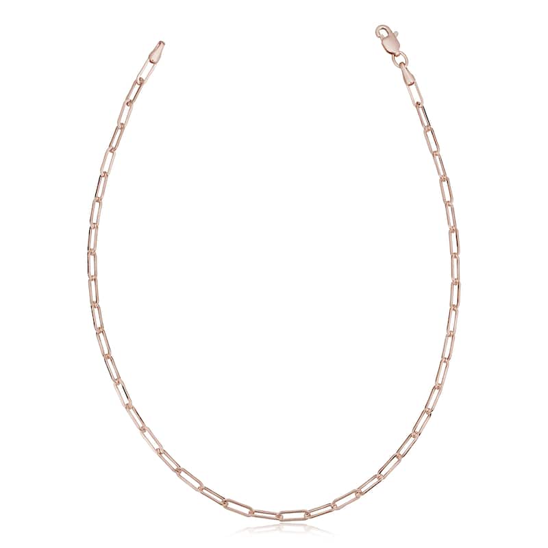 14k Rose Gold Polished Paperclip Chain Bracelet (2.5 millimeter, 7 inches)