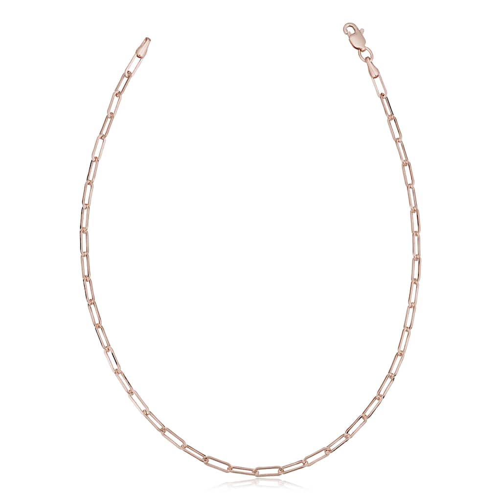 14k Rose Gold Polished Paperclip Chain Bracelet (2.5 millimeter, 7 inches)