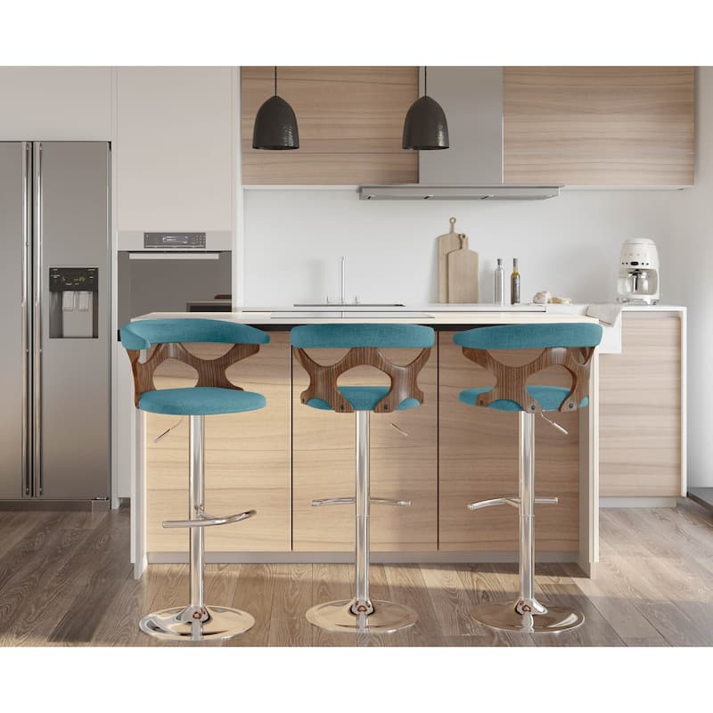 Carson Carrington Viby Walnut Wood Mid Century Modern Adjustable Bar Stool