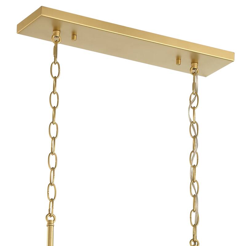 Mid-century Modern 6-light Gold Rectangle Chandelier for Dining Room