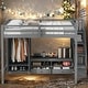 preview thumbnail 1 of 26, Full Size Loft Bed with Wardrobe,Storage Table and Staircase Grey