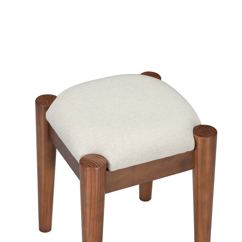 Classic Wooden Makeup Vanity Set with Stool, Dressing Table with 4 Storage Drawers, Walnut