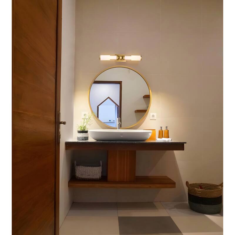 Roselle 2 Light Vanity Natural Brass with White Glass - Natural Brass
