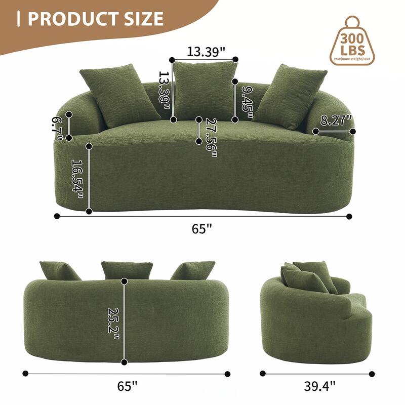 Chenille Fabric Loveseat Sofa