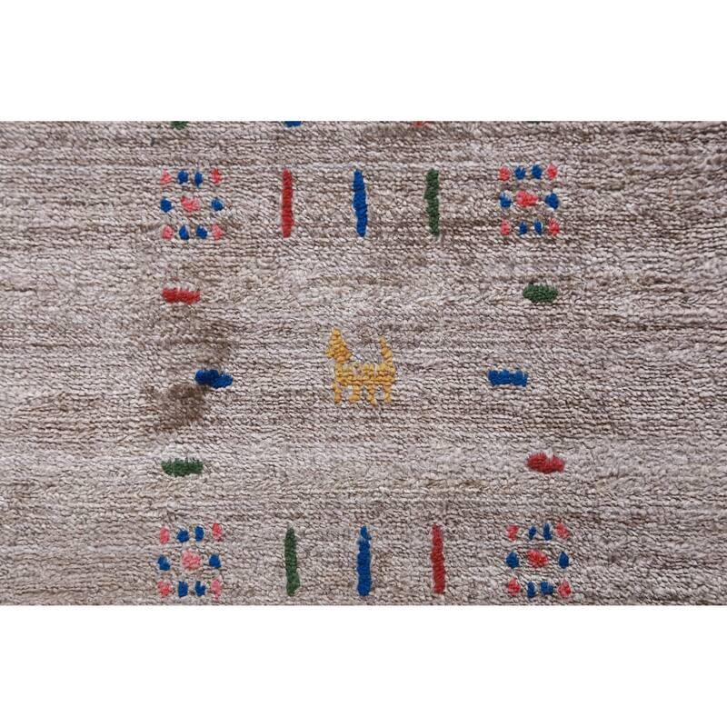 Gabbeh Indian Area Rug Handmade Silk Carpet - 9'3" x 11'10"