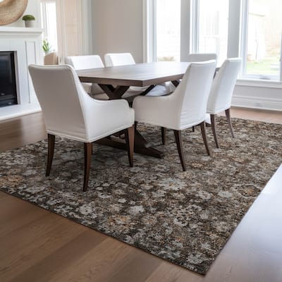 Machine Washable Indoor/ Outdoor Chantille Traditional Vintage Floral Rug