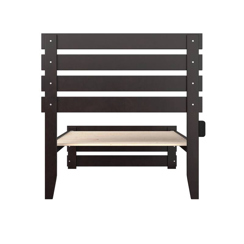 Twin XL Bed with Footboard - Rustic Retreat Espresso Finish - Solid Wood Bed Frame