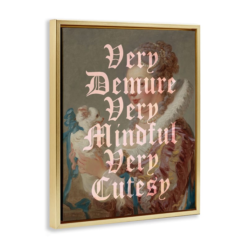 Stupell Vintage Demure & Mindful Framed Floater Canvas Wall Art Design By Lil' Rue