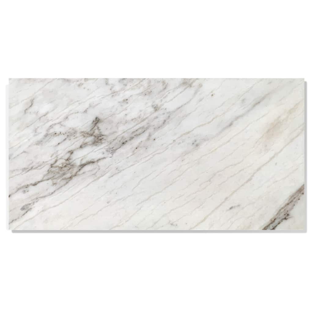 12x24 Inch White Marble Tile - Polished for Floor and Wall, 4-Piece Box