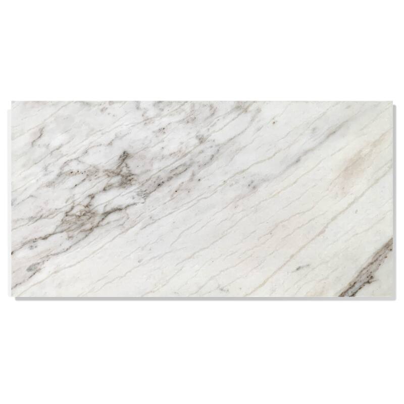 12x24 Inch White Marble Tile - Polished for Floor and Wall, 4-Piece Box