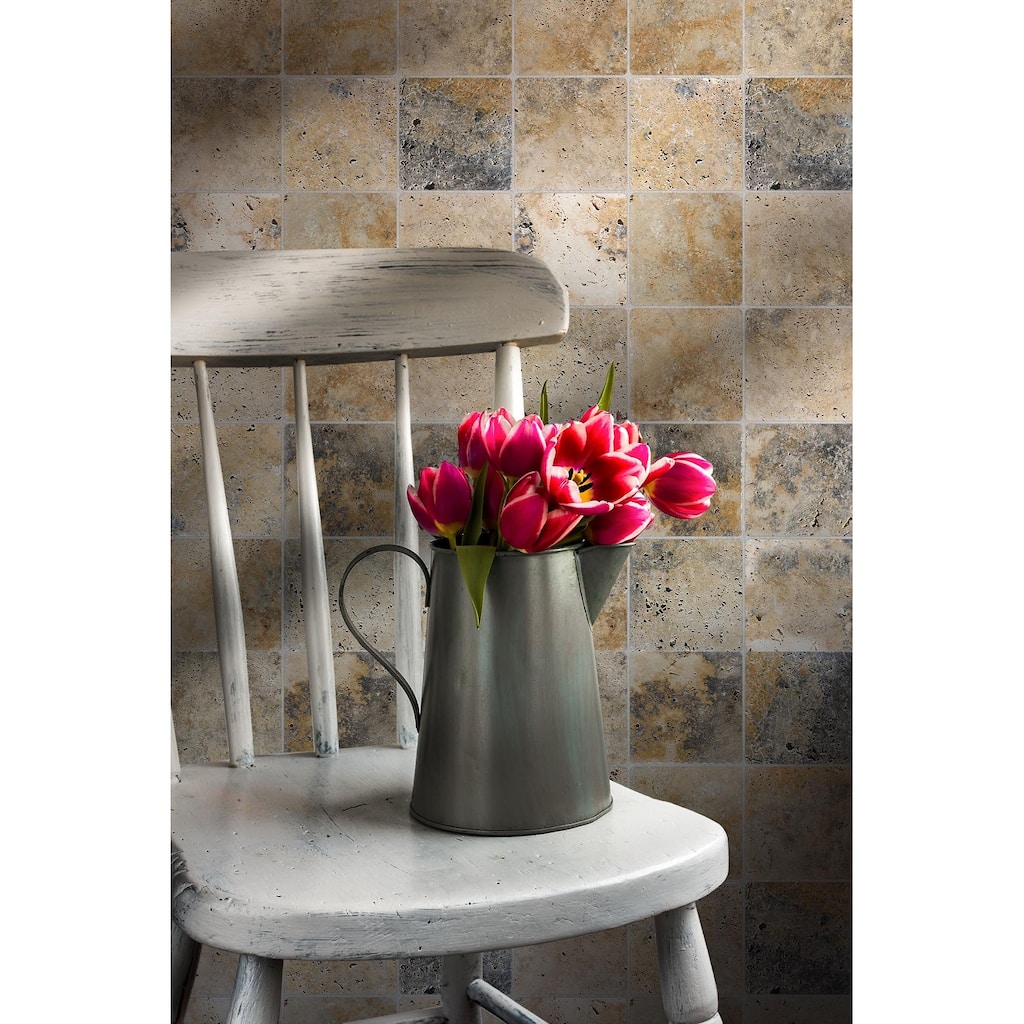 Rustic Desert Travertine 4" x 4" Tumbled Tile