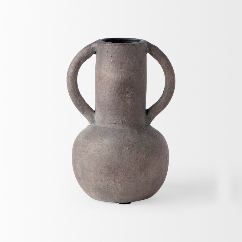 Armani Brown And Gray Ceramic Vase (7")
