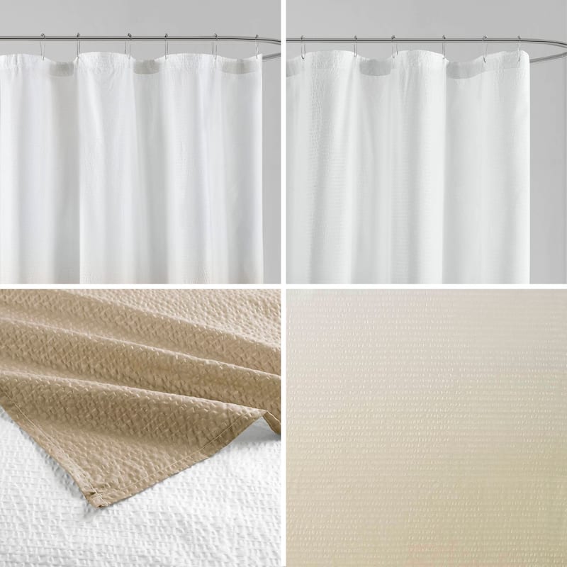 Madison Park Loire Ombre Printed Seersucker Shower Curtain
