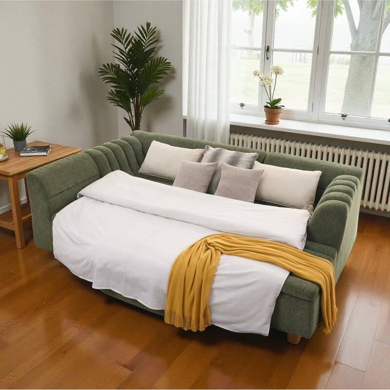 135" Chenille U-Shaped Modular Sectional Couch with Chaise, Movable Ottoman, Deep Seat Boneless Sofa for Living Room