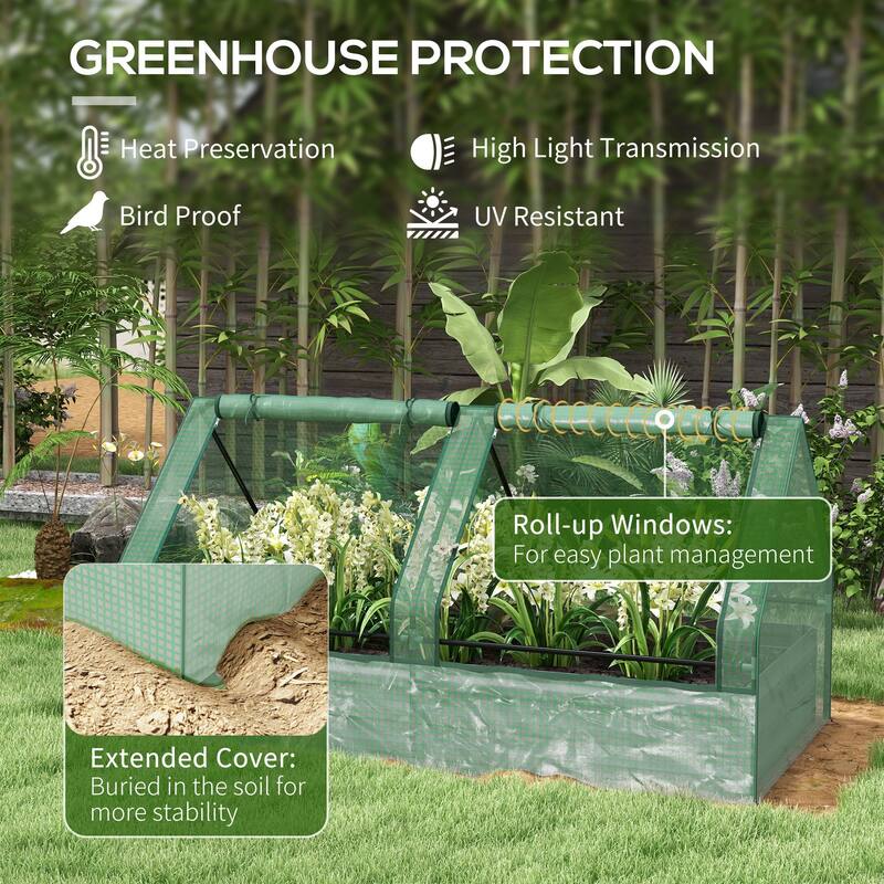 6' x 3' Galvanized Raised Garden Bed with Mini Greenhouse