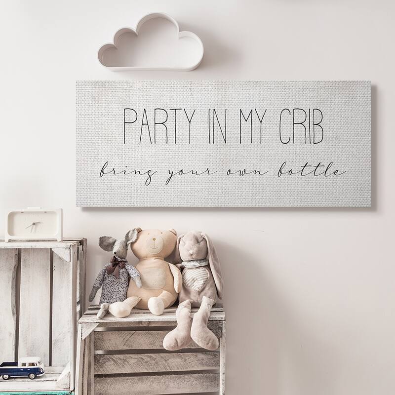 Stupell Party in Crib Quote BYOB Baby Bottle Humor Canvas Wall Art