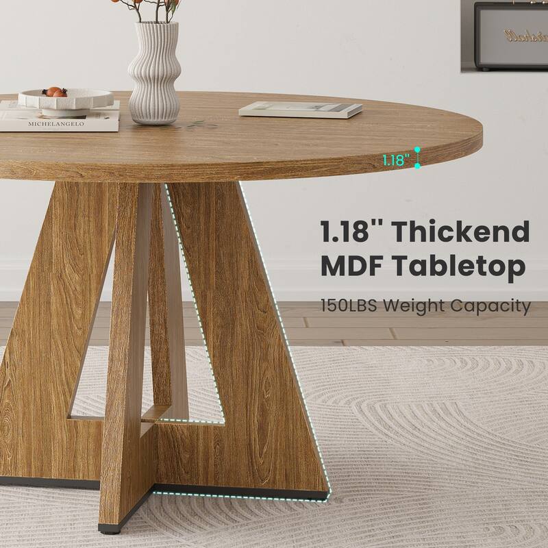 Rossetta 47" Modern Plain Stylish Design Wood Round Dining Table with Strong Metal Legs - 47"x47"