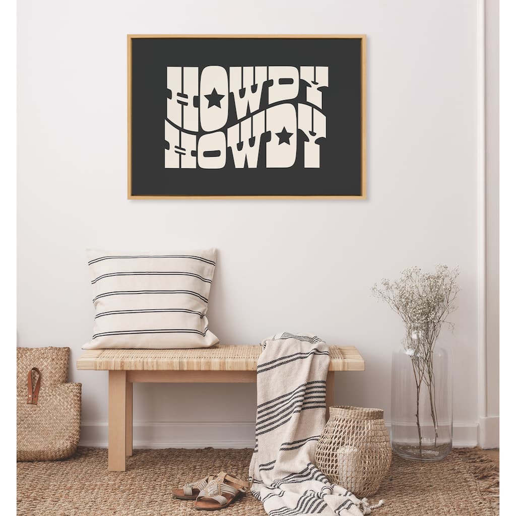 Kate and Laurel Sylvie Howdy Star Landscape Black Framed Canvas by Honey Island Studio