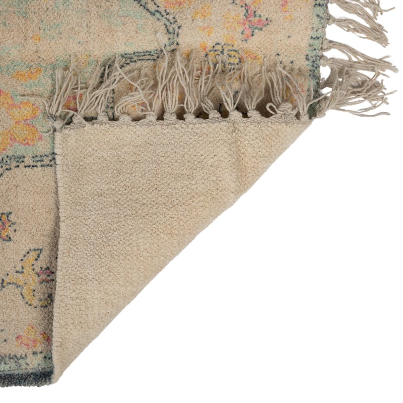 Cotton Chenille Distressed Print Rug with Fringe