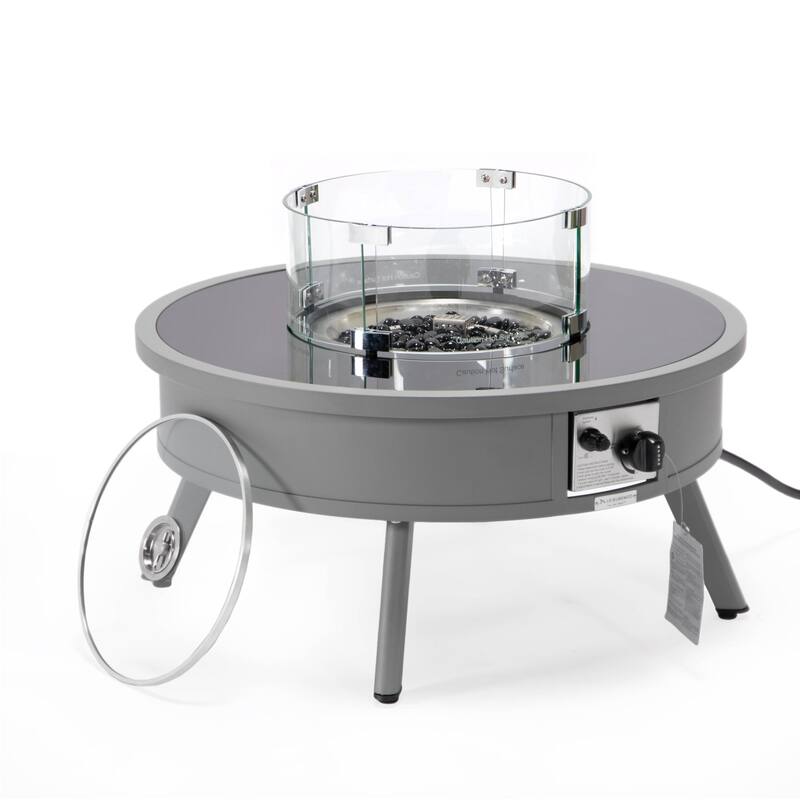 Leisuremod Walbrooke Modern Outdoor Patio Round Fire Pit Table for Porch Backyard Deck - 29