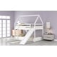 preview thumbnail 4 of 16, Playhouse Twin Bunk Bed with Slide and Ladder, Solid Pine Wood Frame, Full-Length Guardrails, Fun and Safe for Kids
