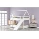 preview thumbnail 4 of 16, Twin Size Low Wood House Bunk Bed with Slide and Ladder