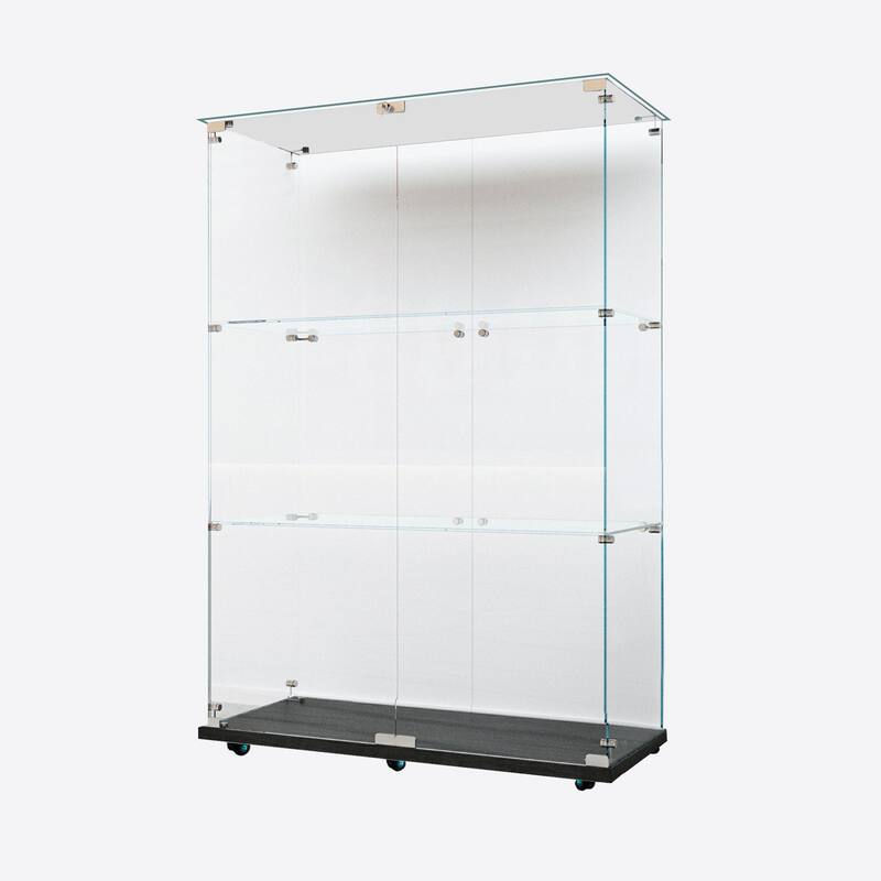 Tempered Glass Cabinet,Wine Cabinet,Storage Cabinet,File Cabinet,Tempered Glass Top,Bluetooth LED Light Strip,with Door Lock