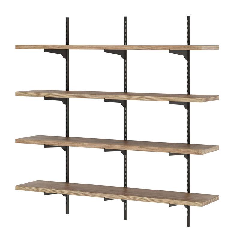 Wallniture Turin 48" Adjustable Shelf, 10" Deep Wood Floating Bookshelf, Wall Shelf Unit for Living Room, Boho, Tier Options