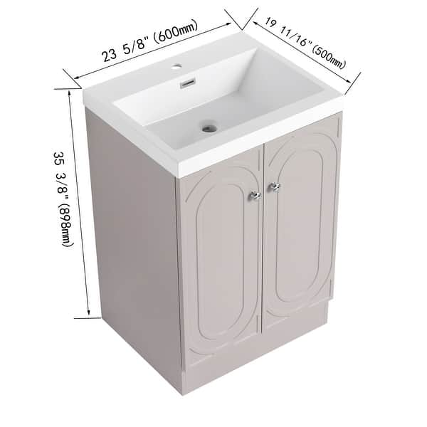 dimension image slide 8 of 9, BNK 24/30/36 inch Freestanding Single Sink Bathroom Vanity with Soft Close Door and Adjustable Shelf