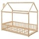 preview thumbnail 31 of 48, Twin Size Solid Wood House Bed with Guardrails for Toddlers