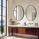 preview thumbnail 8 of 12, 24/28 Inch Modern Oval Bathroom Mirror Black Metal Frame Vanity Wall Mirror Bedroom, Furniture Decor