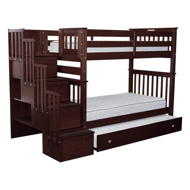 Taylor & Olive Trillium Tall Twin over Twin Stairway Bunk Bed, Trundle