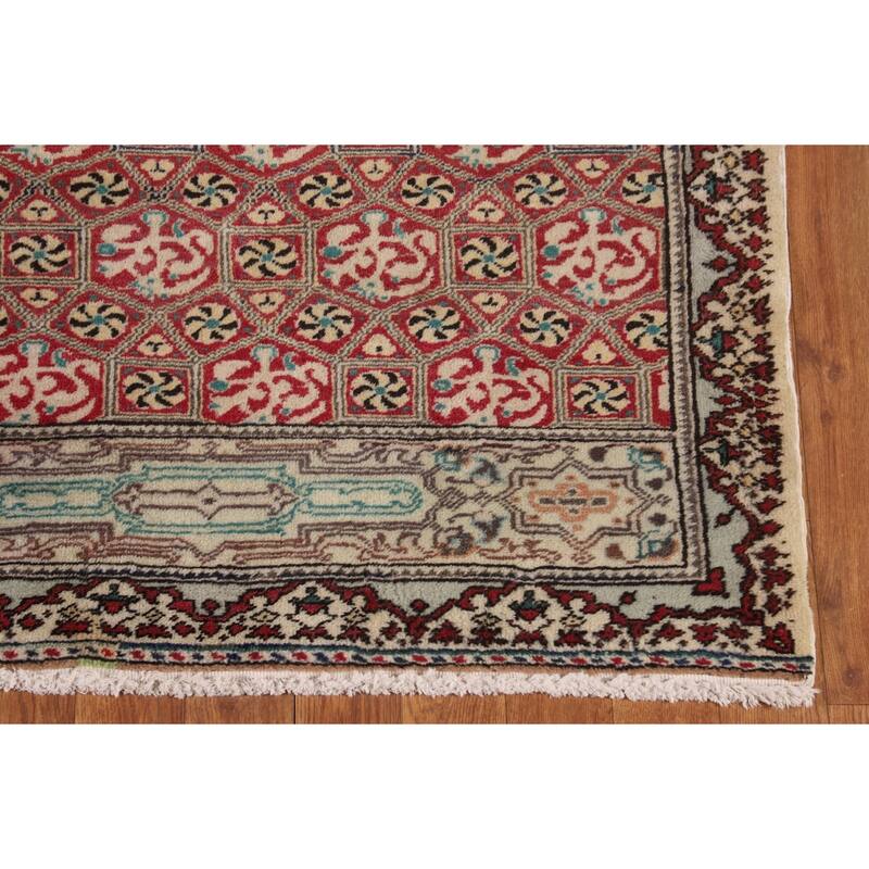 Red Anatolian Turkish Vintage Runner Rug Handmade Wool Carpet - 3'2" X 9'5"