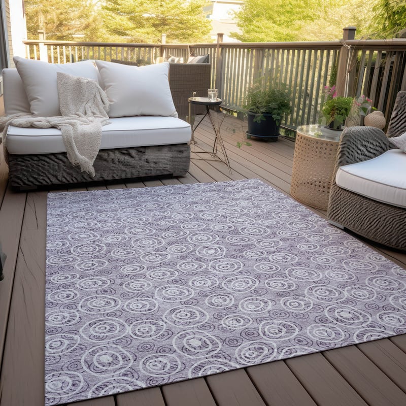 Machine Washable Indoor/ Outdoor Chantille Contemporary Bubbles Rug