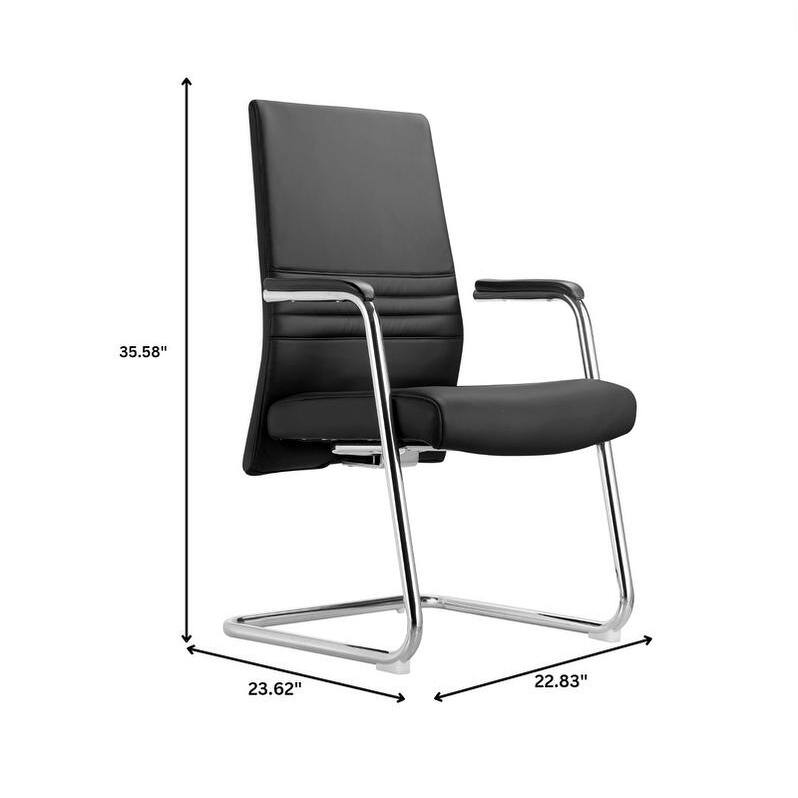 Aleen Leather Office Chair with Fixed Armrests, Upholstered, High Back, Iron Frame, and Easy Assembly for Home or Work Office