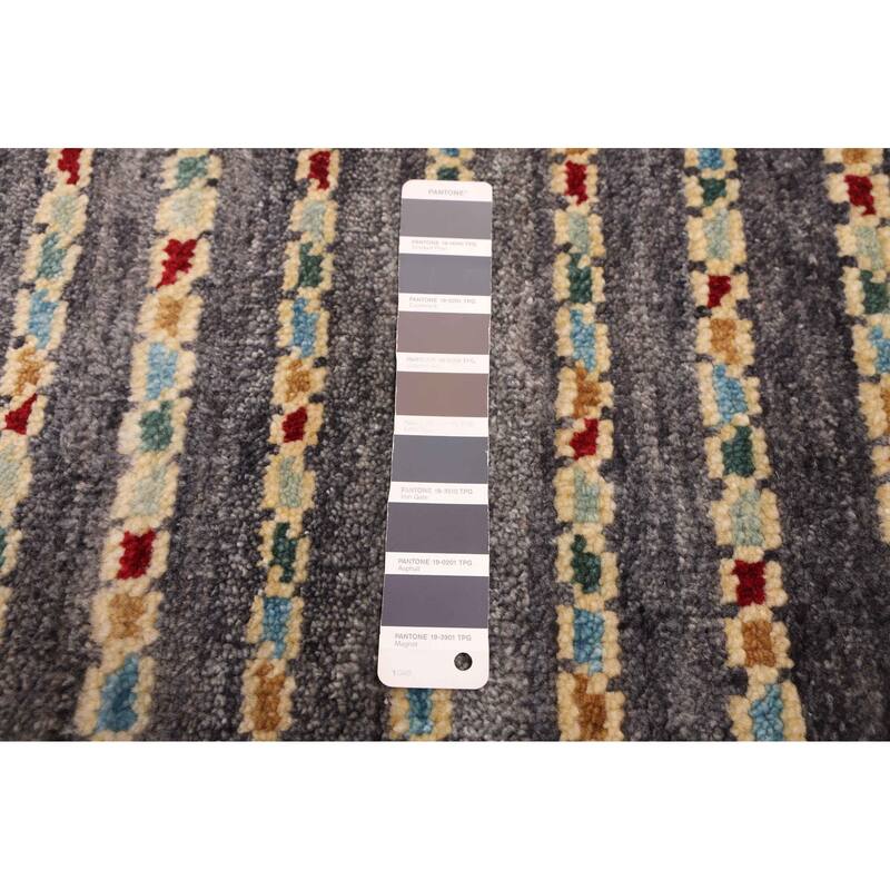 ECARPETGALLERY Hand-knotted Peshawar Ziegler Dark Grey Wool Rug - 5'9 x 7'10