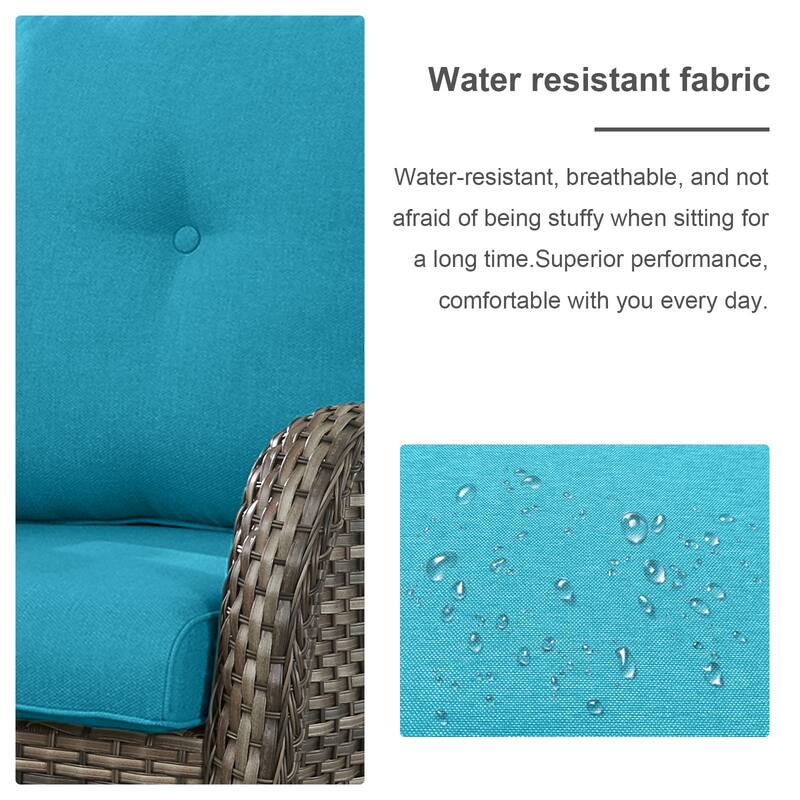 ArcoBay Wicker PE Rattan Outdoor Patio Swivel Glider Chairs with 4'' Olefin Cushions (2-Pack)