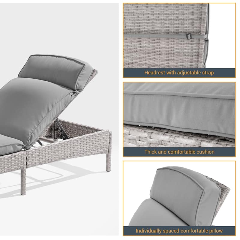 LIVOOSUN 2Pcs Patio Chair Rattan Single Lounge Water-Repellent Cushion