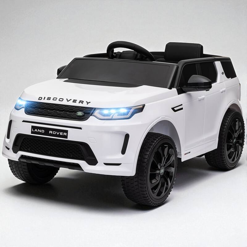 12V Land Rover Discovery Sport Kids Ride-On Car with Remote Control, LED Lights, Music, 3 Speeds for 3-6 Years - White